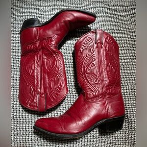 Red 100% Leather Boots